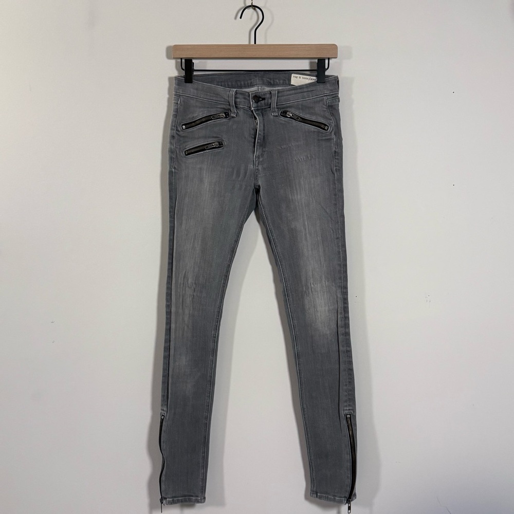 rag & bone Gray Women's Skinny Jeans with Zipper Accents